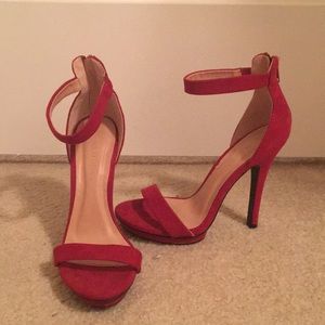 Wild Diva Red Suede Heels Size: 6